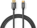 Nedis High Speed ​​HDMI-Kabel met Ethernet - HDMI Connector - HDMI Mini-Connector - 4K@60Hz - 18 Gbps - 2.00 m - Rond - Katoen - Antraciet / Gun Metal Grijs - Cover Window Box - afbeelding 1