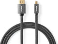 High Speed ​​HDMI-Kabel met Ethernet - HDMI Connector - HDMI Micro-Connector - 4K@60Hz - 18 Gbps - 2.00 m - Rond - Katoen - Antraciet / Gun Metal Grijs - Cover Window Box - afbeelding 1