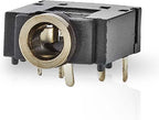Nedis 3,5 mm Audioconnector - Gehoekt - Female - Vernikkeld - Solderen - Polyvinylchloride (PVC) - Zwart - 25 Stuks - Polybag - afbeelding 5