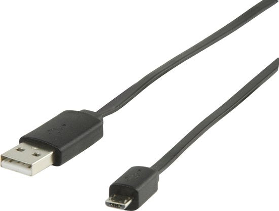 Nedis USB-Kabel - USB 2.0 - USB-A Male - USB Micro-B Male - 480 Mbps - Vernikkeld - 1.00 m - Plat - PVC - Zwart - Envelop - afbeelding 4
