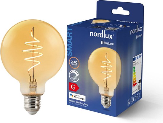 Nordlux G95-lichtbron-smart-filament-E27-gold-deco spiral-2200K - afbeelding 4