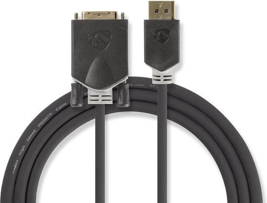 Nedis DisplayPort-Kabel - DisplayPort Male - DVI-D 24+1-Pins Male - 4K@30Hz - Verguld - 2.00 m - Rond - PVC - Antraciet - Window Box - afbeelding 9