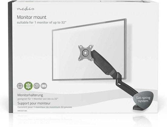 Nedis Monitorbeugel voor Bureaus - Gasveer - 15 - 32 " - 75x75 / 100x100 - Draai- en Kantelbaar - afbeelding 2