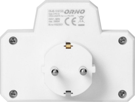 Doorvoerstekker met schakelaar - 2x - Schuko - splitter - verdeelstekker - Wit - afbeelding 4