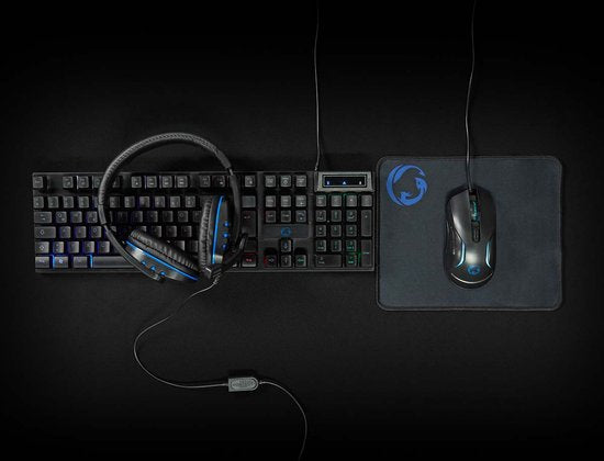 Nedis Gaming Combo Kit - 5-in-1 - Toetsenbord, Koptelefoon, Muis en Muismat - Zwart - QWERTZ - Duits - afbeelding 4