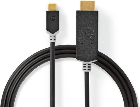 Nedis USB-C Adapter - USB 3.2 Gen 1 - USB-C Male - HDMI Connector - 4K@60Hz - 2.00 m - Rond - Verguld - PVC - Antraciet - Doos - afbeelding 5