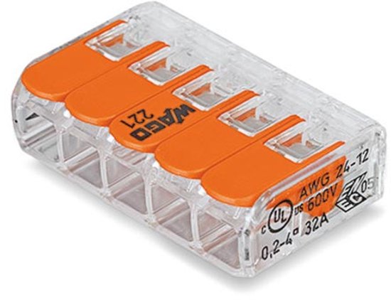 Wago 221-415 klemmenblok 1P Oranje, Transparant (25 stuks) - afbeelding 6