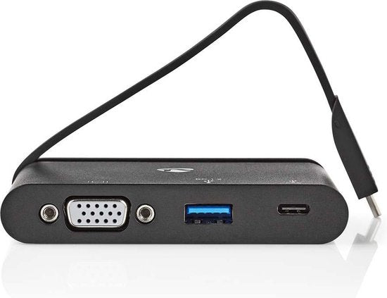 Nedis USB Multi-Port Adapter - USB 3.1 - USB-C Female - USB-A Female / USB-C Female / VGA Female 15p - Rond - Vernikkeld - Zwart - Window Box met Euro Lock - afbeelding 3