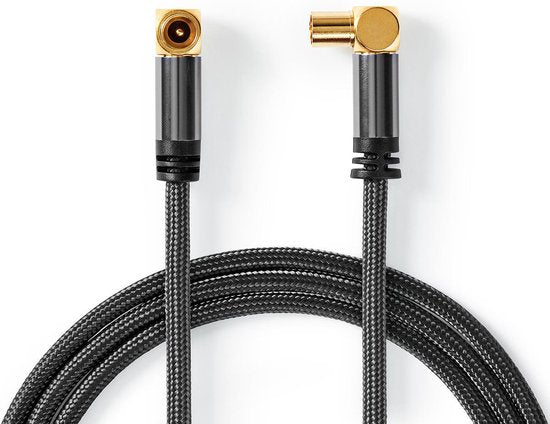 Coaxkabel - IEC (Coax) Male - IEC (Coax) Female - Verguld - 75 Ohm - Viervoudig Afgeschermd - 2.00 m - Rond - Katoen - Grijs / Gun Metal Grijs - Cover Window Box - afbeelding 6