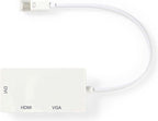 Nedis Mini DisplayPort-Kabel - DisplayPort 1.2 - Mini-DisplayPort Male - DVI-D 24+1-Pins Female / HDMI Input / VGA Female 15p - 21.6 Gbps - Vernikkeld - 0.20 m - Rond - PVC - Wit - Polybag - afbeelding 11