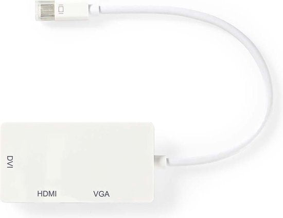 Nedis Mini DisplayPort-Kabel - DisplayPort 1.2 - Mini-DisplayPort Male - DVI-D 24+1-Pins Female / HDMI Input / VGA Female 15p - 21.6 Gbps - Vernikkeld - 0.20 m - Rond - PVC - Wit - Polybag - afbeelding 11