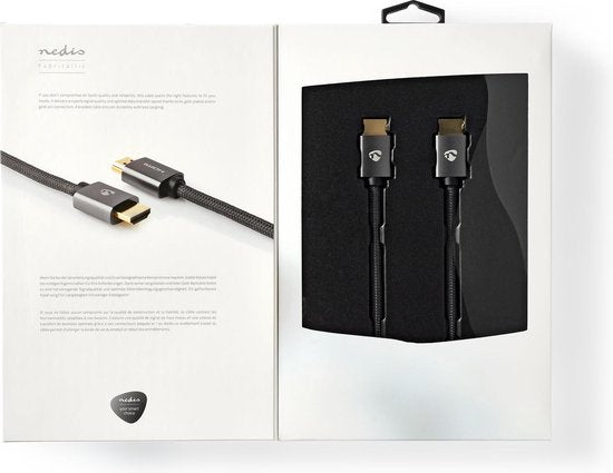 Nedis High Speed ​​HDMI-Kabel met Ethernet - HDMI Connector - HDMI Connector - 4K@60Hz - ARC - 18 Gbps - 0.50 m - Rond - Katoen - Grijs / Gun Metal Grijs - Cover Window Box - afbeelding 3