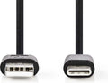 Nedis USB-Kabel - USB 2.0 - USB-A Male - USB-C Male - 5 W - 480 Mbps - Vernikkeld - 2.00 m - Rond - PVC - Zwart - Label - afbeelding 1