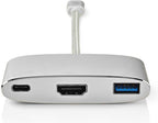 Nedis USB Multi-Port Adapter - USB 3.2 Gen 1 - USB-C Male - HDMI Output / USB-A Female / USB-C Female - 5 Gbps - 0.20 m - Rond - Verguld - Gevlochten / Nylon - Zilver - Cover Window Box - afbeelding 3