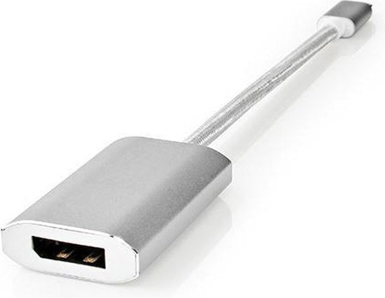 Nedis USB-C Adapter - USB 3.2 Gen 1 - USB-C Male - DisplayPort Female / USB-C Female - 4K@60Hz - Power delivery - 0.20 m - Rond - Verguld - Gevlochten / Nylon - Zilver - Cover Window Box - afbeelding 6