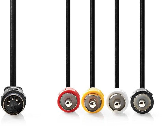Nedis DIN-Audiokabel - DIN 5-Pins Male - 4x RCA Male - Vernikkeld - 1.00 m - Rond - PVC - Zwart - Label - afbeelding 9