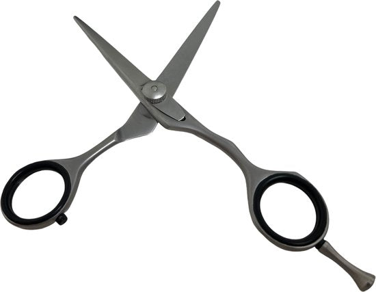Kappersschaar Goede Kwaliteit Matzilver Rechts 5.5 inch met Stelschroef en Bewaaretui Leatherlook - afbeelding 1
