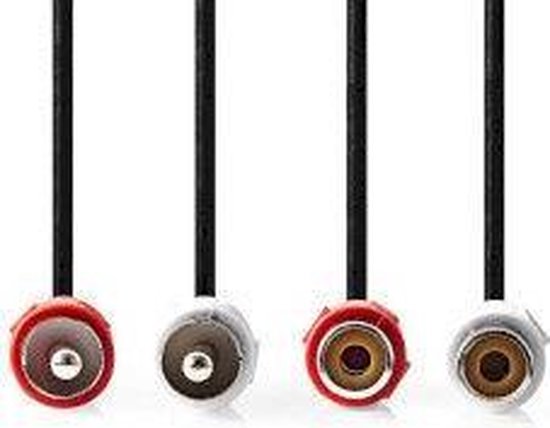 Stereo-Audiokabel - 2x RCA Male - 2x RCA Female - Vernikkeld - m - Rond - Zwart - afbeelding 19