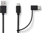 Nedis 2-in-1-Kabel - USB 2.0 - USB-A Male - USB Micro-B Male / USB-C Male - 480 Mbps - 1.00 m - Vernikkeld - Rond - PVC - Zwart - Blister - afbeelding 6