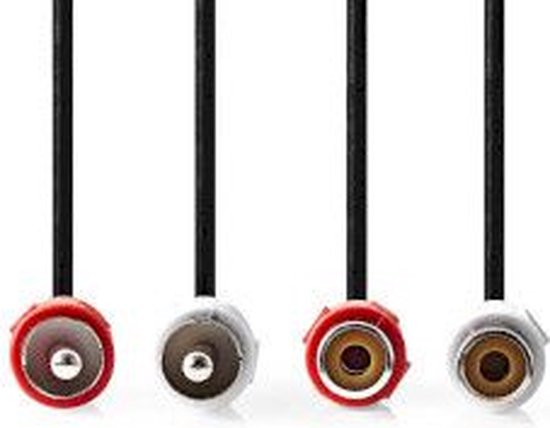 Stereo-Audiokabel - 2x RCA Male - 2x RCA Female - Vernikkeld - m - Rond - Zwart - afbeelding 4