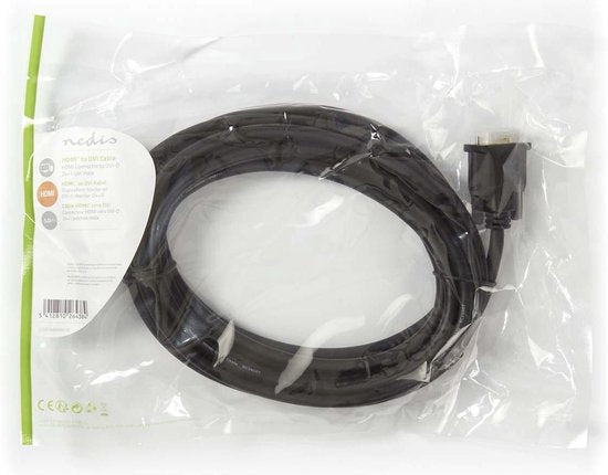 Nedis HDMI Kabel - HDMI Connector - DVI-D 24+1-Pins Male - 1080p - Vernikkeld - 5.00 m - Recht - PVC - Zwart - Envelop - afbeelding 5