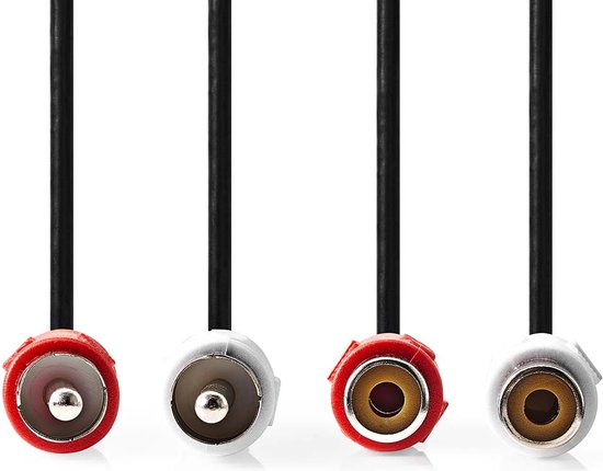 Stereo-Audiokabel - 2x RCA Male - 2x RCA Female - Vernikkeld - m - Rond - Zwart - afbeelding 17
