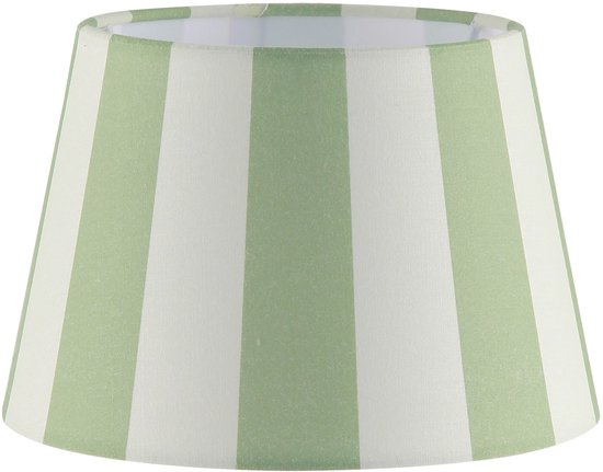 Home Sweet Home - Stoffen - Striped Lampenkap - Conisch - Wit + Groen - Minimalistische stijl - 20 x 15 x 13 cm - E27 fitting - voor tafellampen - - afbeelding 1