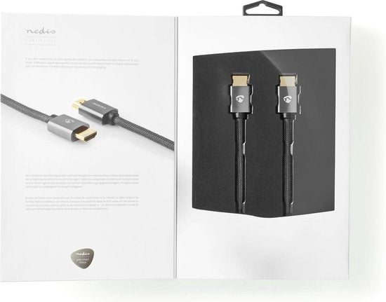 Nedis High Speed ​​HDMI-Kabel met Ethernet - HDMI Connector - HDMI Connector - 4K@60Hz - ARC - 18 Gbps - 1.00 m - Rond - Katoen - Gun Metal Grijs - Cover Window Box - afbeelding 18