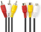 Composite Video Cable | 3x RCA Male - 3x RCA Female | m | Black - afbeelding 3