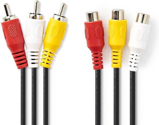 Composite Video Cable | 3x RCA Male - 3x RCA Female | m | Black - afbeelding 3