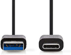 Nedis USB-Kabel - USB 3.2 Gen 1 - USB-A Male - USB-C Male - 15 W - 5 Gbps - Vernikkeld - 1.00 m - Rond - PVC - Zwart - Label - afbeelding 10