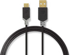 Kabel USB 2.0 | Type-C male - A male | 1,0 m | Antraciet - afbeelding 3