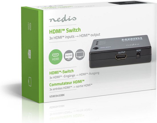 Nedis HDMI-Switch - 3 poort(en) - 3x HDMI Input - 1x HDMI Output - 1080p - 3.4 Gbps - ABS - Zwart - afbeelding 10