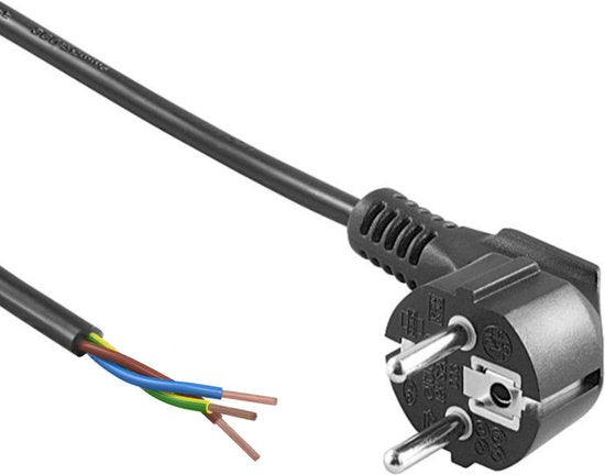 Allteq - Open eind aansluitsnoer - Schuko stekker - 1.5 meter - Zwart - afbeelding 1