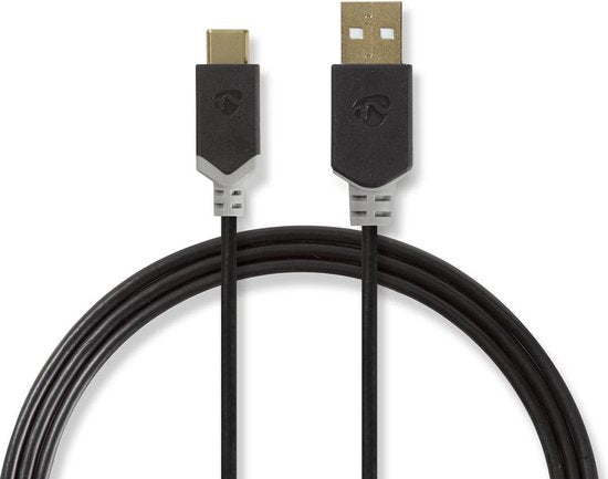 Kabel USB 2.0 | Type-C male - A male | 1,0 m | Antraciet - afbeelding 12