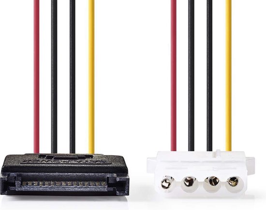 Nedis Interne Voedingskabel - Molex Male - 2x SATA 15-Pins Female - Verguld - 0.15 m - Rond - PVC - Multicolour - Envelop - afbeelding 6