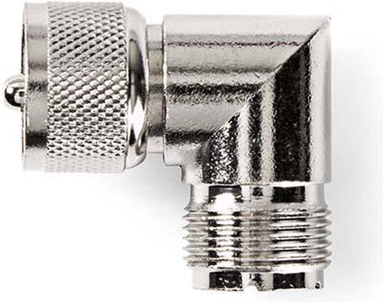 Nedis Satelliet- en Antenne-Adapter - PL259 Male - PL259 Female - Vernikkeld - 75 Ohm - 90° Gehoekt - Metaal - Zilver - 10 Stuks - Polybag - afbeelding 3