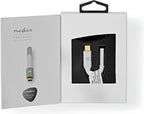 Nedis USB-C Adapter - USB 2.0 - USB-C Male - 3,5 mm Female - 0.08 m - Rond - Verguld - Gevlochten / Nylon - Wit / Zilver - Cover Window Box - afbeelding 6