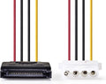 Nedis Interne Voedingskabel - SATA 15-Pins Male - Molex Female - Verguld - 0.15 m - Rond - PVC - Multicolour - Envelop - afbeelding 1