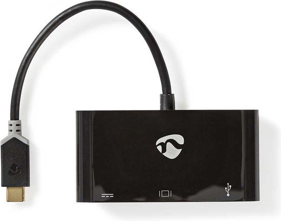 Nedis USB Multi-Port Adapter - USB 3.2 Gen 1 - USB-C Male - USB-A Female / USB-C Female / VGA Female 15p - 0.20 m - Rond - Verguld - PVC - Antraciet - Window Box - afbeelding 6