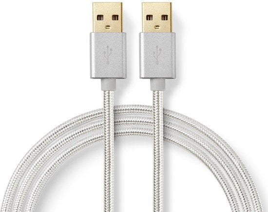 Nedis USB-Kabel - USB 2.0 - USB-A Male - USB-A Male - 10 W - 480 Mbps - Verguld - 2.00 m - Rond - Gevlochten / Nylon - Aluminium - Cover Window Box - afbeelding 1