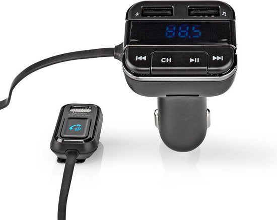 Nedis FM-Audiotransmitter voor Auto - Gefixeerd - Handsfree bellen - 0.8 " - LED-Scherm - Bluetooth - 5.0 V DC / 1.0 A / 5.0 V DC / 2.4 A - Google Assistant / Siri - Grijs / Zwart - afbeelding 1