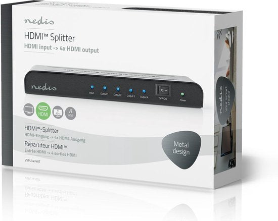 Nedis HDMI-Splitter - 4-Poorts poort(en) - HDMI Input - 4x HDMI Output - 4K@60Hz - 18 Gbps - Metaal - Antraciet - afbeelding 8