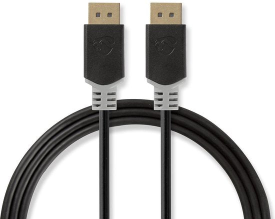 Nedis DisplayPort-Kabel - DisplayPort Male - DisplayPort Male - 8K@60Hz - Verguld - 3.00 m - Rond - PVC - Antraciet / Grijs - Polybag - afbeelding 1