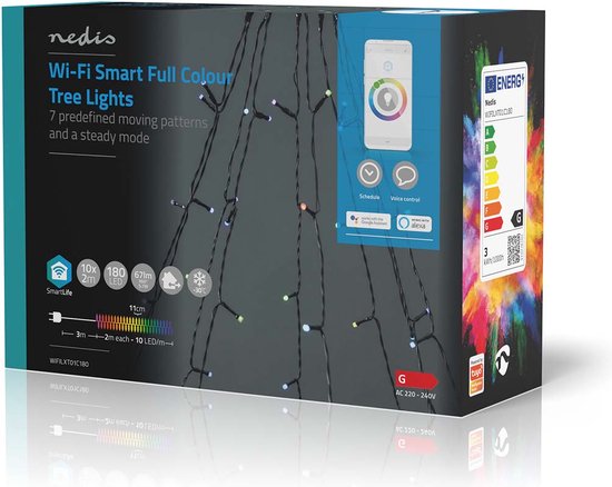 Nedis SmartLife-kerstverlichting - Boom - Wi-Fi - RGB - 180 LED's - 10 x 2 m - Android / IOS - afbeelding 1