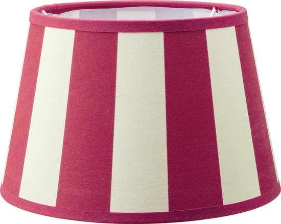 Home Sweet Home - Stoffen - Striped Lampenkap - Conisch - Wit + Rood - Minimalistische stijl - 20 x 15 x 13 cm - E27 fitting - voor tafellampen - voor woonkamer en slaapkamer - afbeelding 1