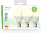 Nedis LED-Lamp E14 - G45 - 4.9 W - 470 lm - 2700 K - Warm Wit - Frosted - 3 Stuks - afbeelding 2