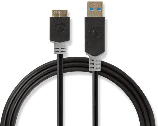 Nedis USB-Kabel - USB 3.2 Gen 1 - USB-A Male - USB Micro-B Male - 5 Gbps - Verguld - 2.00 m - Rond - PVC - Antraciet - Doos - afbeelding 5