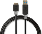 Nedis USB-Kabel - USB 3.2 Gen 1 - USB-A Male - USB Micro-B Male - 5 Gbps - Verguld - 2.00 m - Rond - PVC - Antraciet - Doos - afbeelding 5