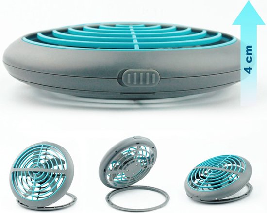 USB Ventilator - Relin Fany - Mini Tafelventilator - Kantelbaar - Aan/Uit Schakelaar - Rond - Grijs/Blauw - afbeelding 6